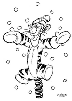 coloriage tigrou joue dans la neige